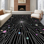 Starry Nightburst Abstract Floral Rug