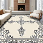 Vintage Navy Floral Medallion Border Rug