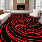 Crimson Swirl Abstract Lines Rug
