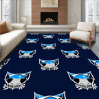 Modern Blue Feline Face Repeat Rug