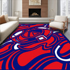 Bold Red White Blue Abstract Swirls Rug