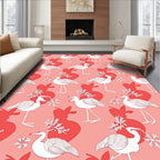 Coral Birds with Winter Florets Rug