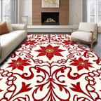 Crimson Floral Vine Medallion Rug