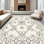 Cream and Gray Scroll Garden Rug