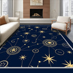 Cosmic Yellow Starry Night Navy Rug