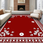 Crimson White Floral Bordered Medallions Rug