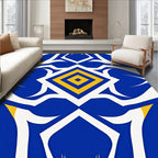 Bold Yellow Blue Geometric Diamond Rug