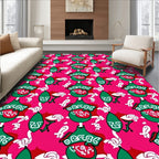 Vibrant Pink Green Abstract Floral Rug