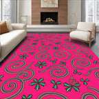 Hot Pink Swirls and Starbursts Rug