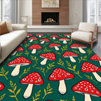 Red Mushroom Forest Whimsical Repeat Rug