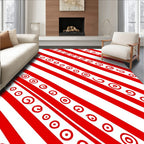 Red White Diagonal Swirl Stripes Rug