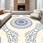 Pale Blue Medallion Floral Scroll Rug