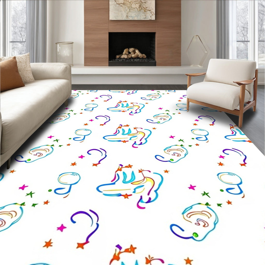 Colorful Abstract Whimsical Stars Scooter Rug