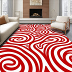 Crimson Swirl Organic Maze Rug