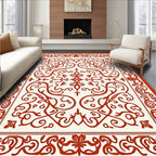 Crimson Elegant Scrollwork Medallion Rug