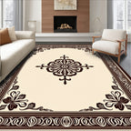 Rich Brown Ornamental Square Arrangement Rug