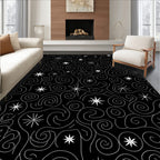 Black White Cosmic Swirl Star Rug