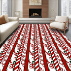 Crimson White Swirl Stripe Overlay Rug