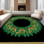 Verdant Festive Wreath Jewel Accents Rug