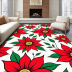Vibrant Red Floral Stem Rug