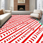 Diagonal Red Swirl Ribbon Stripe Rug