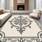 Cream Traditional Gray Floral Medallion Rug