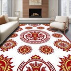 Crimson Gold Circular Emblems Rug