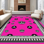 Vibrant Pink Crown Medallion Border Rug