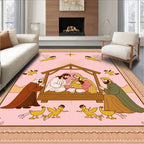 Pink Nativity Scene with Angels and Star Rug