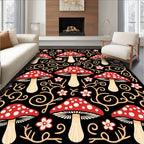 Whimsical Red Mushroom Vines Rug