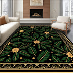 Art Nouveau Emerald Floral Foliage Rug