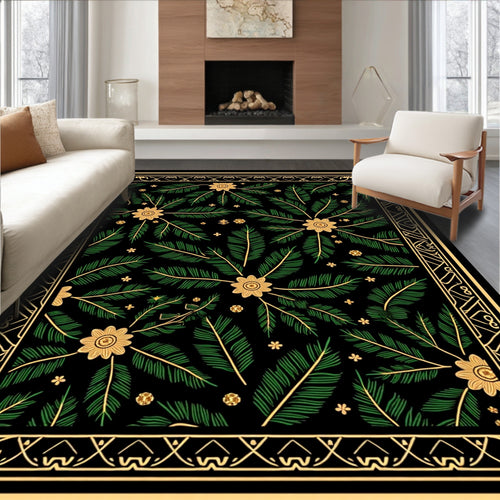 Art Nouveau Emerald Floral Foliage Rug