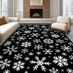 Dazzling White Snowflakes on Black Rug