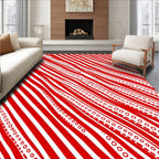 Red White Diagonal Stripe Chain Rug