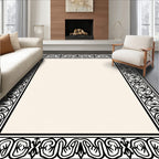 Classic Black Ivory Scroll Border Rug