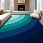 Deep Blue Teal Gradient Arc Rug
