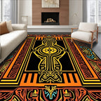 Bold Orange Yellow Black Abstract Symbol Rug