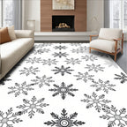 Black White Snowflake Repeat Rug