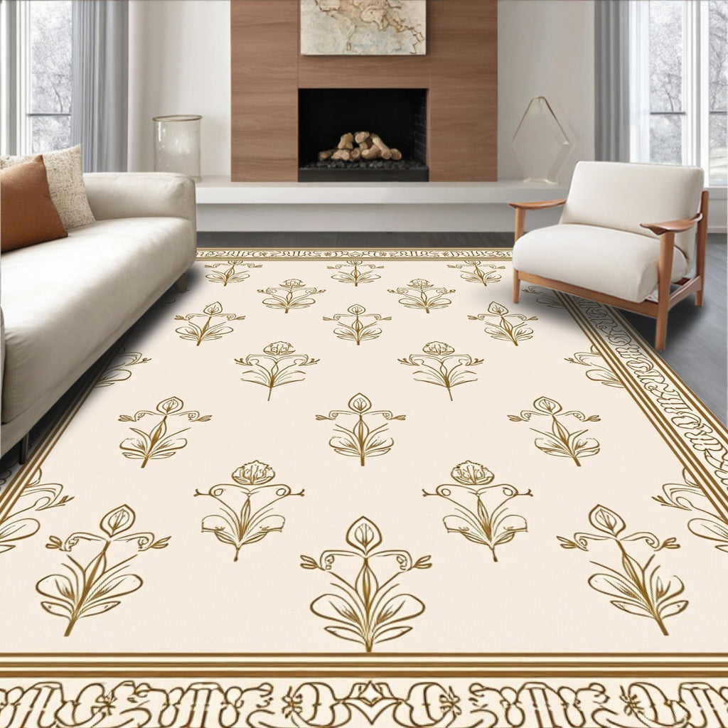 Antique Beige Floral Boteh Rug