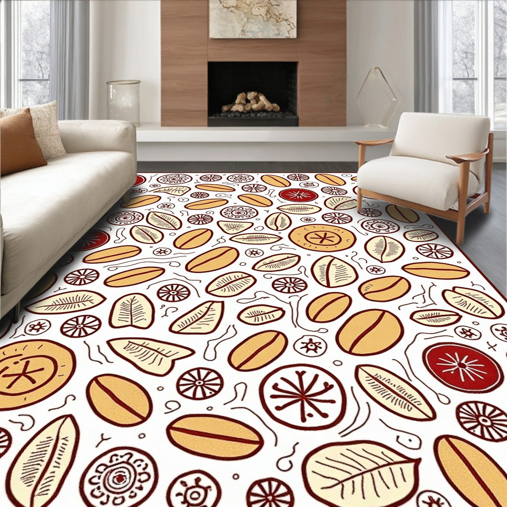 Red And Gold Organic Seed Scatter Rug