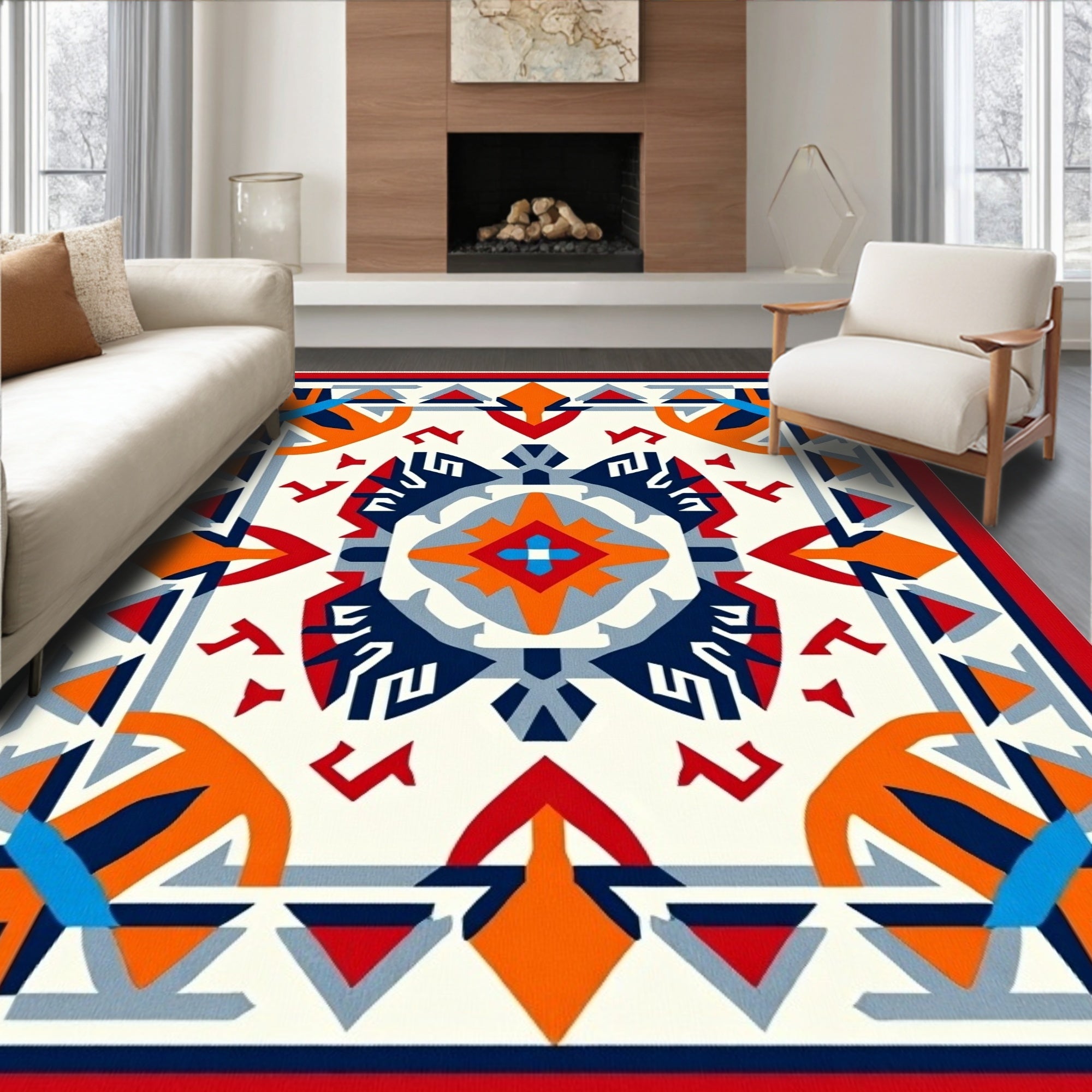 Bold Geometric Aztec Inspired Rug