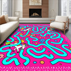 Pink Unicorn Maze With Whimsical Creatures Rug