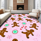 Pink Gingerbread Man Candy Cane Medley Rug