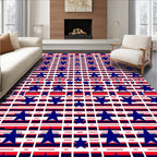 Navy Blue Stars Red White Stripes Rug