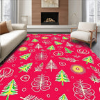 Red Pine Tree Floral Medley Rug