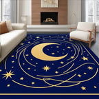 Golden Moon And Stars Swirl Rug