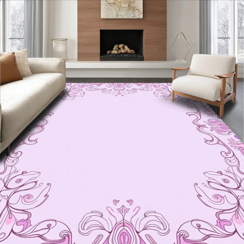 Art Nouveau Orchid Petal Frame Rug