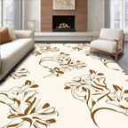 Brown Organic Abstract Floral Swirl Rug