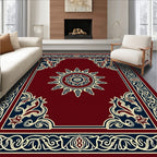 Crimson Starburst Medallion Border Rug