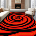 Crimson Black Swirl Vortex Rug